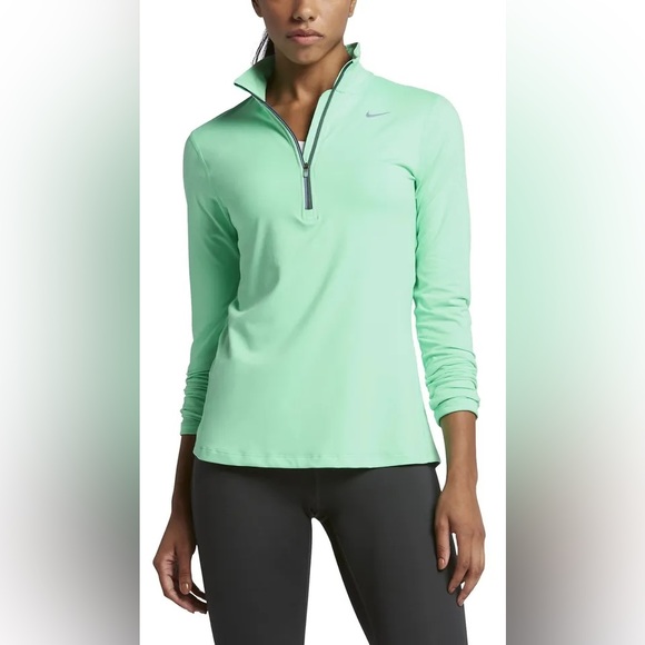 Nike Dry Fit Green Element Running 1/2 Zip Running Jacket Shirt Green Medium - Picture 2 of 11